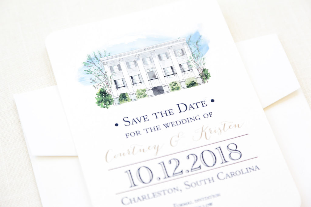 Watercolor Wickliffe House Save The Date Charleston Graphic Design Wedding Invitations Card Design Web Designer Dodeline Design